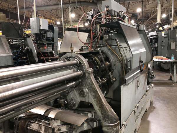 Acme #RA-6, 1-1/4", stock reel & stand, universal chip conveyor, serial #71092-C, 1974 - Image 1