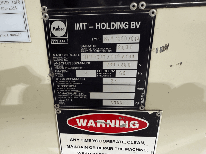 6.37" x 6.37" x .625" Mubea #HIW-1000/610, ironworker, 110 ton, 24" throat, 11 HP, 2001 - Image 4