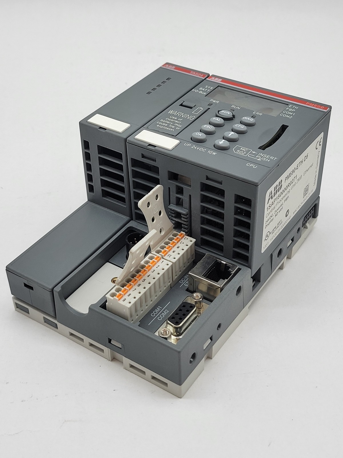 ABB #PM590-ETH-D5, CPU, w/ Dummy Coupler Module, 1SAP150000R0271, 2MB, 24V., 10Wire, TA524 - Image 1
