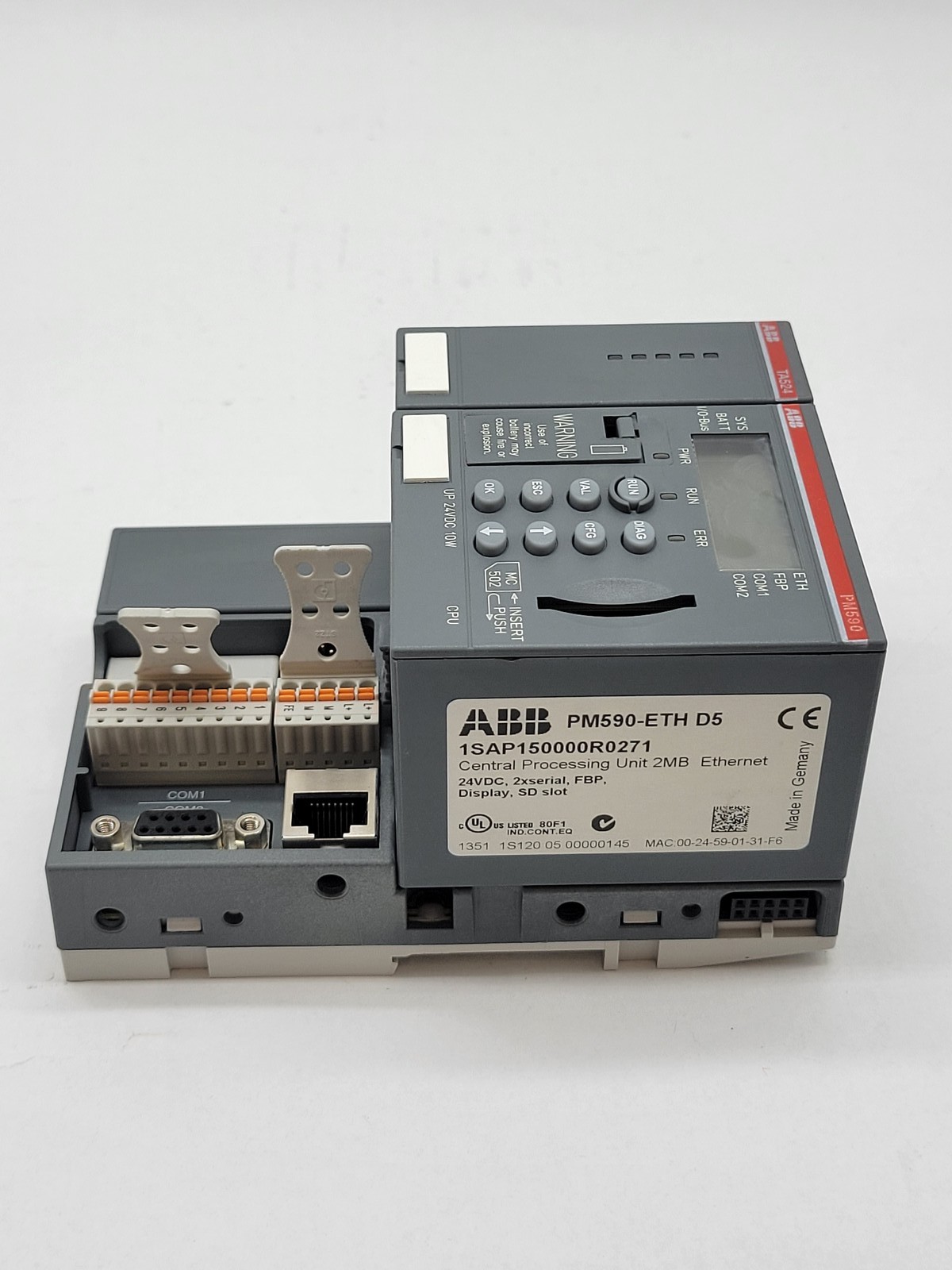 ABB #PM590-ETH-D5, CPU, w/ Dummy Coupler Module, 1SAP150000R0271, 2MB, 24V., 10Wire, TA524 - Image 5