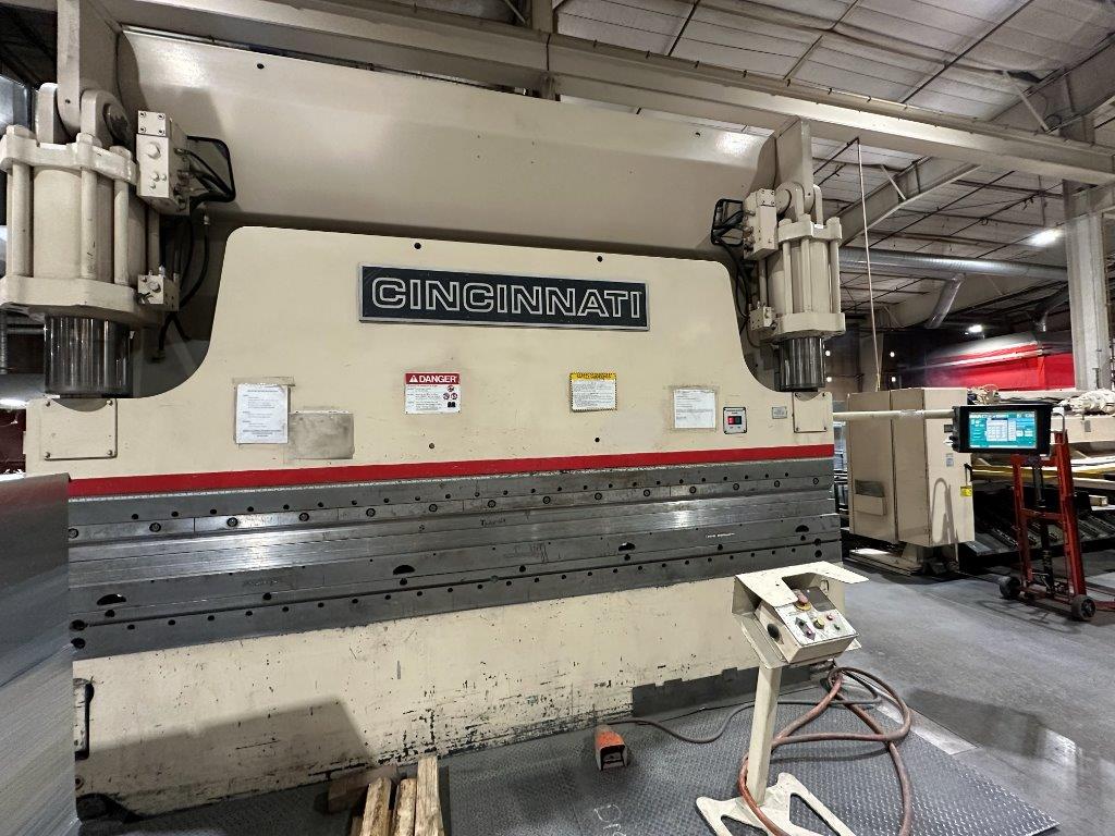 350 Ton, Cincinnati #PF350-12, CNC press brake, 14' overall, 150" between housing, 16" stroke, pedestal - Image 1