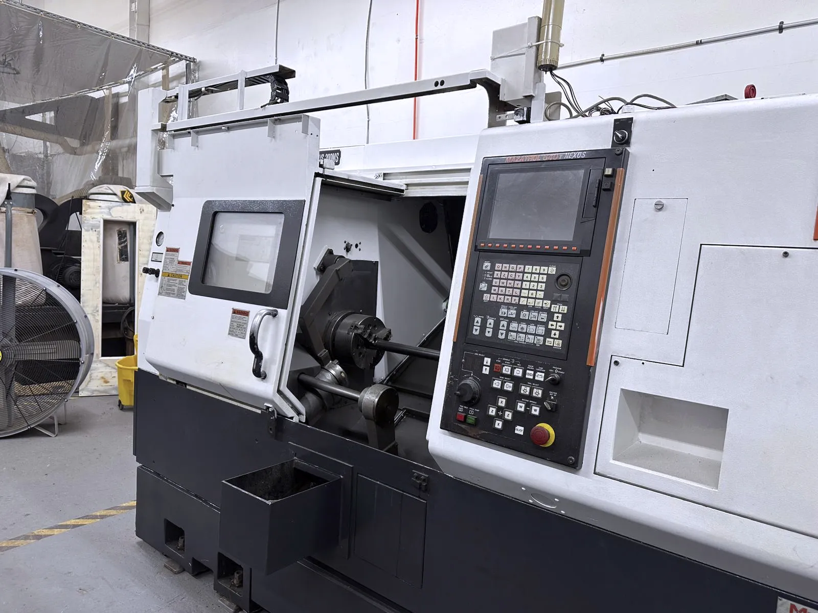 Mazak #QTN-200MS, CNC lathe, 8" chuck, 2.5" bar, A2-6, 12 turret, 35 HP, 5000 RPM, tool presetter, sub - Image 1