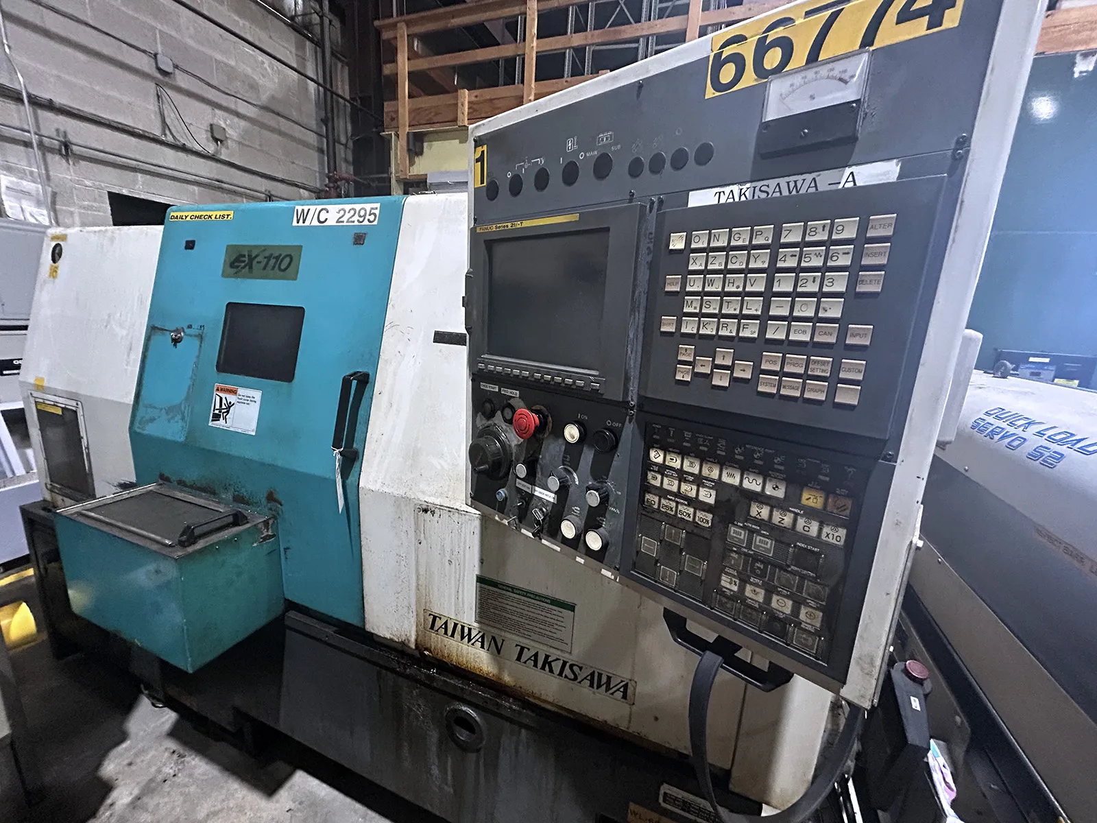 Takisawa #EX-110, CNC lathe, 19.5" swing, 10" chuck, 3" bar, 15.75"dia., 28" lgth, A2-8, 12 turret, chip - Image 1
