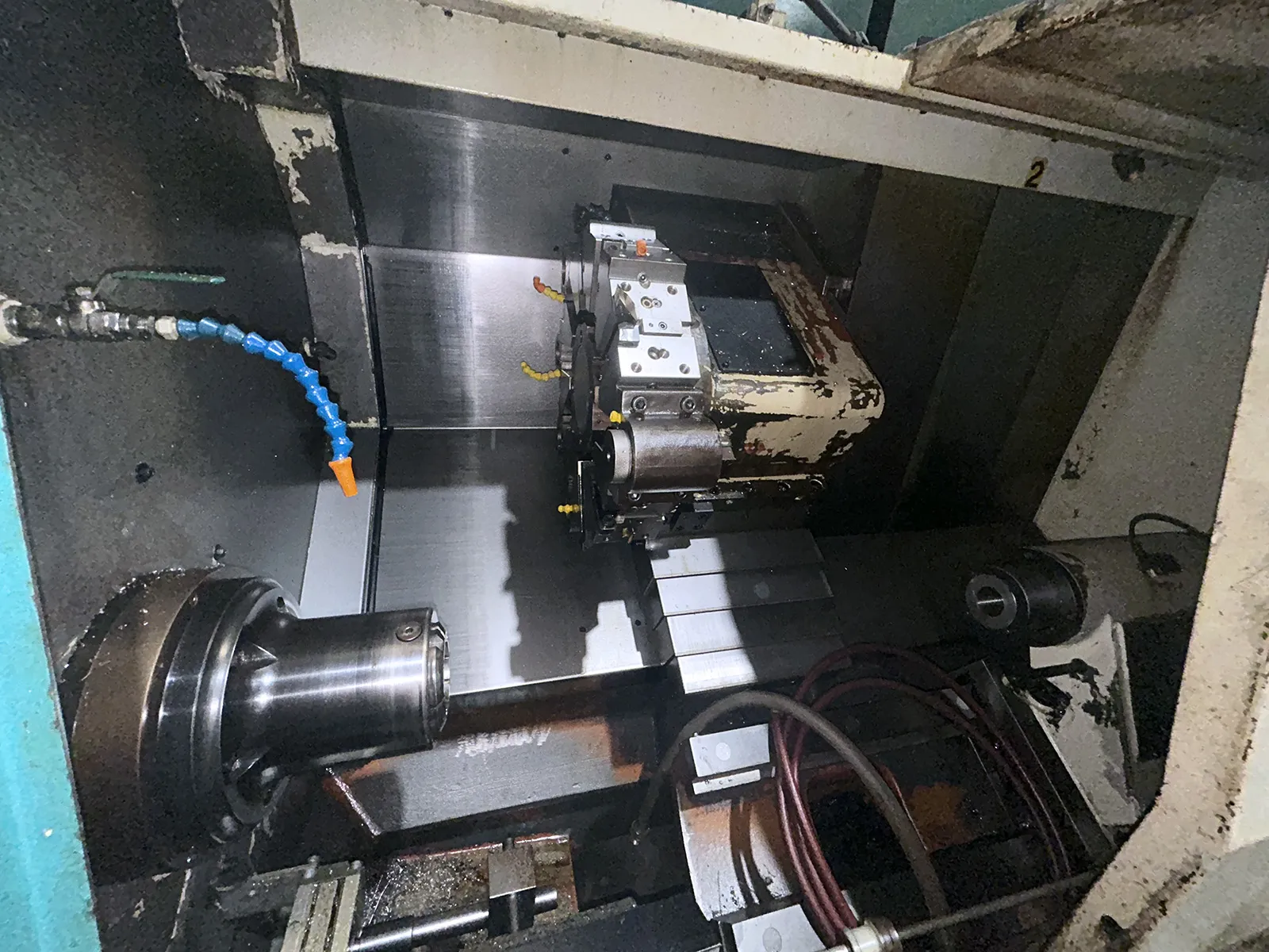 Takisawa #EX-110, CNC lathe, 19.5" swing, 10" chuck, 3" bar, 15.75"dia., 28" lgth, A2-8, 12 turret, chip - Image 4