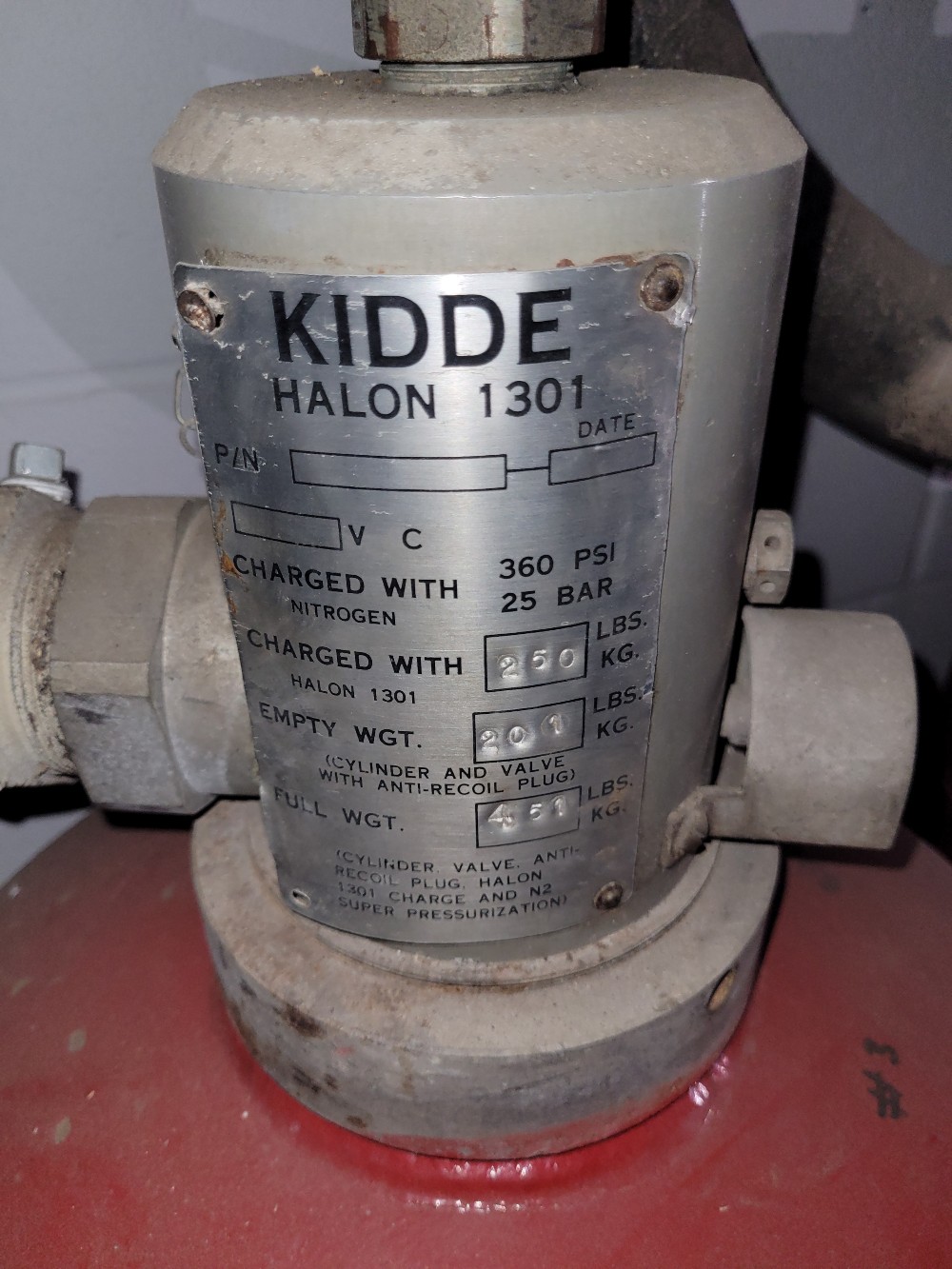 250 lbs. Kiddie Halon #1301, Fire Suppression Cylinder - Image 2