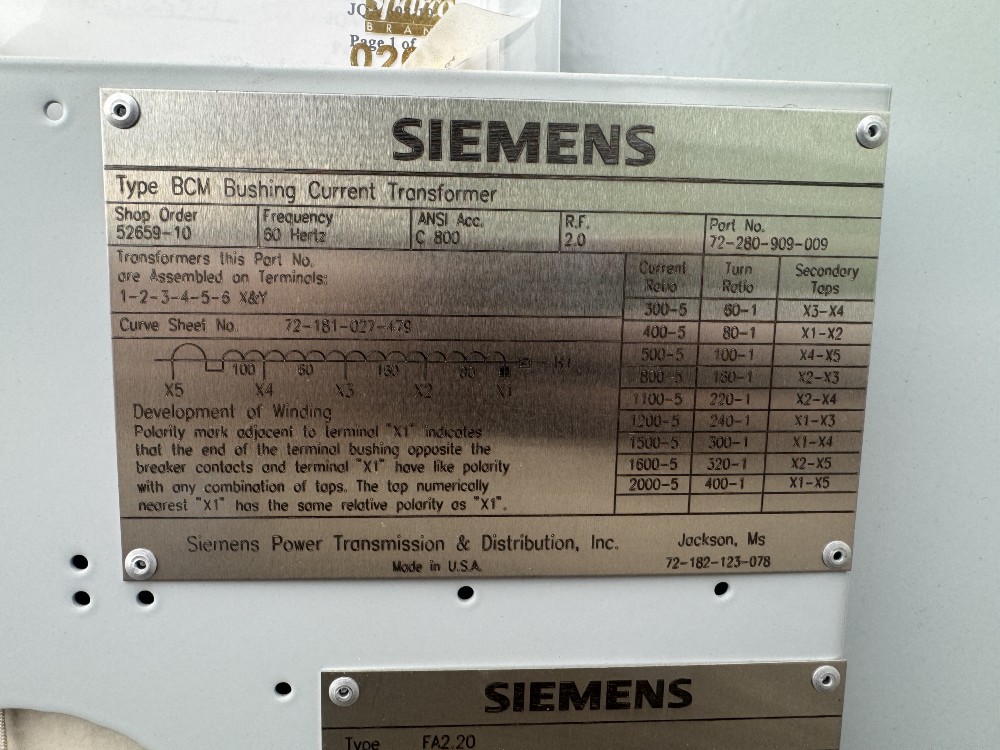 2000 Amps, Siemens, service factor 6 / SPS 2 145402 SF6 / SPS2-145-40-2, gas insulated cuitcuit breaker, 145 - Image 6