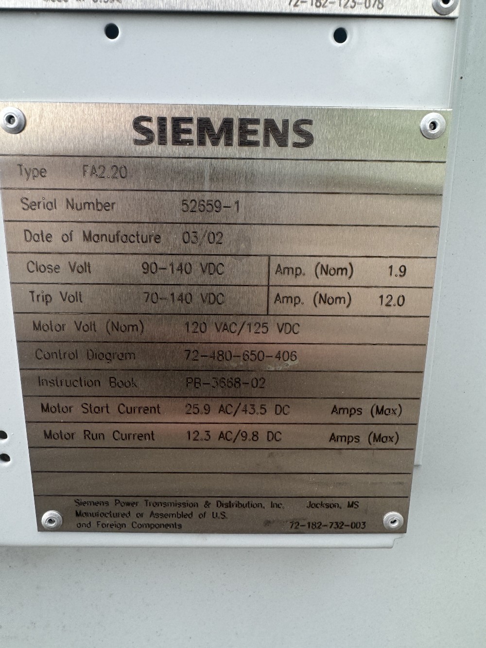 2000 Amps, Siemens, service factor 6 / SPS 2 145402 SF6 / SPS2-145-40-2, gas insulated cuitcuit breaker, 145 - Image 7