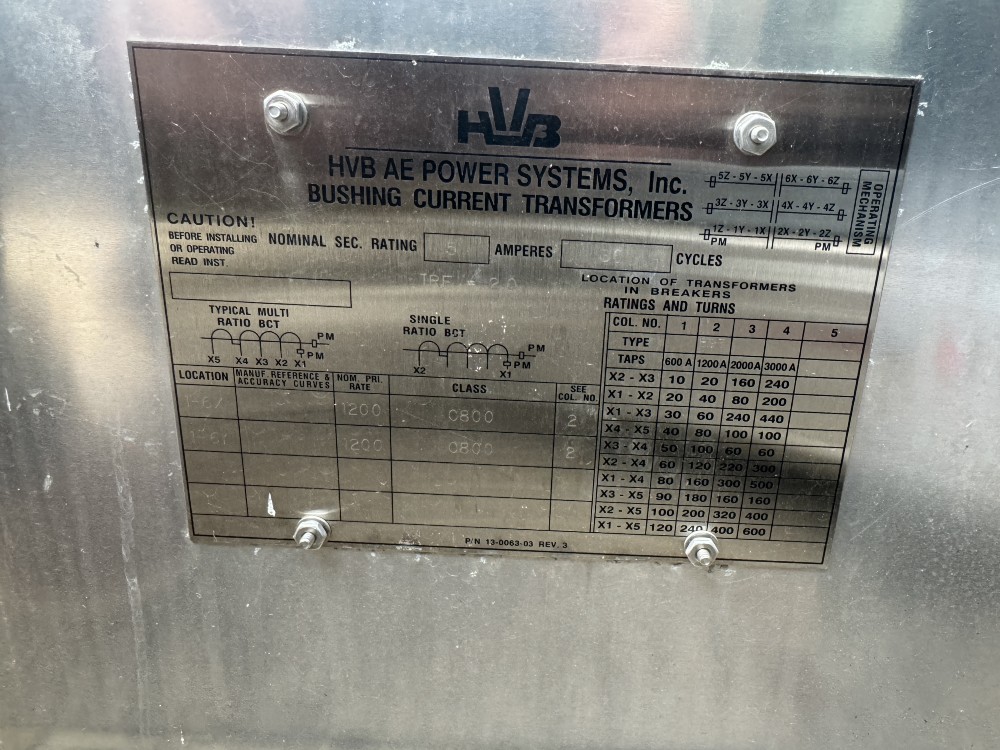 3000 Amps, HVB, service factor 6 SF6, gas insulated circuit breaker, HS145 B, 145 KV - Image 5