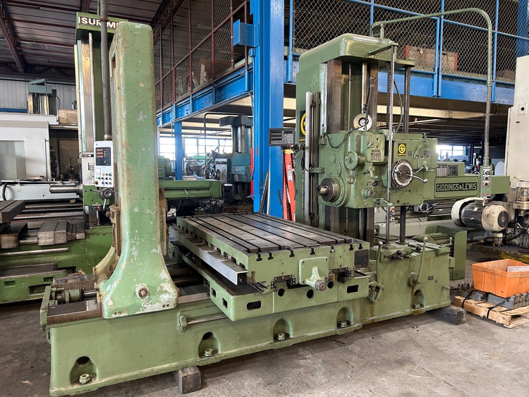 4" Giddings & Lewis #65D4-T, table type horizontal boring mill, 36" x 74" T-slotted table, digital read out - Image 1