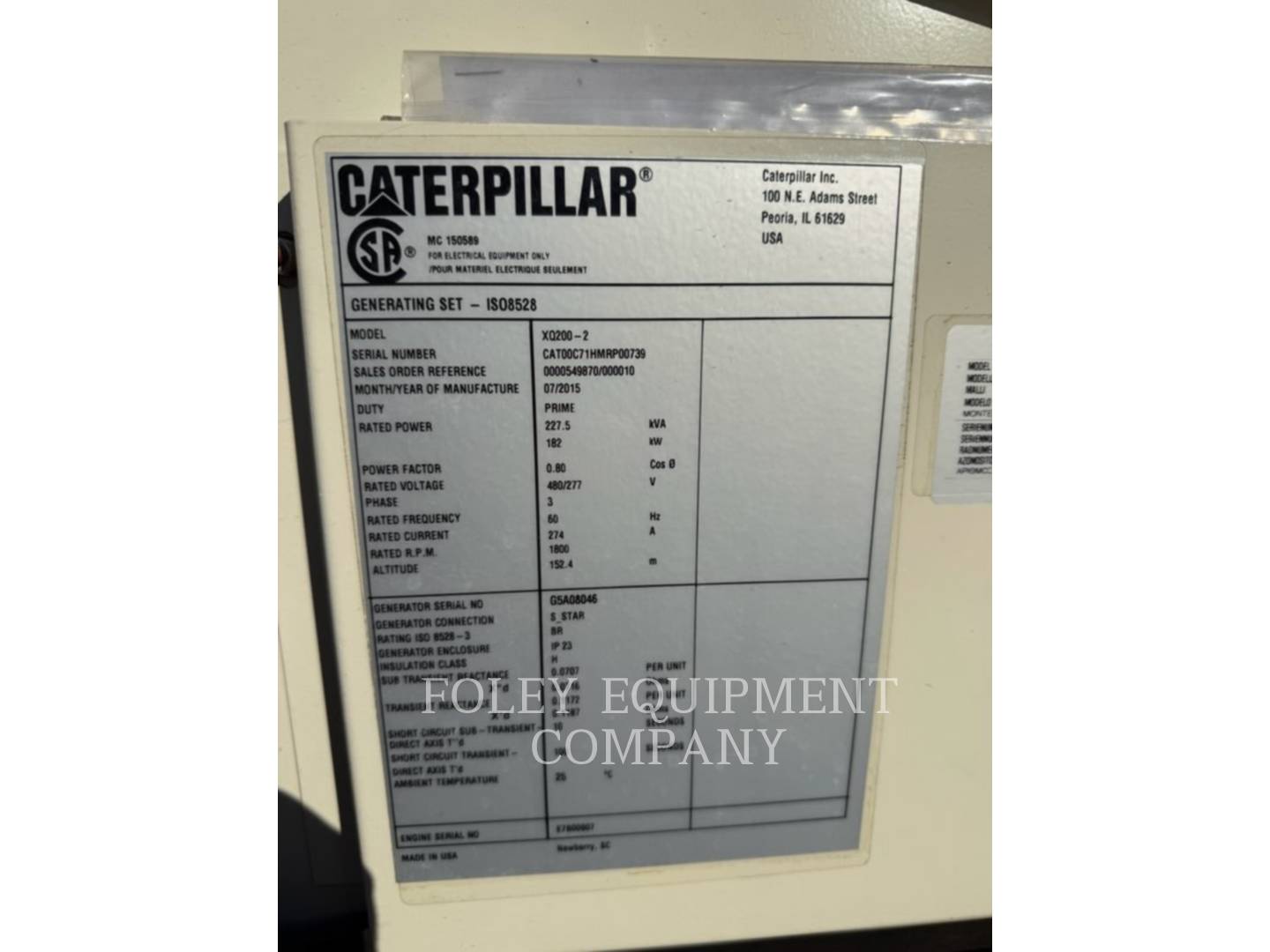 200 KW Caterpillar #XQ200-T4I, portable diesel generator set, multi-volt, C7.1 engine, 2015 - Image 5