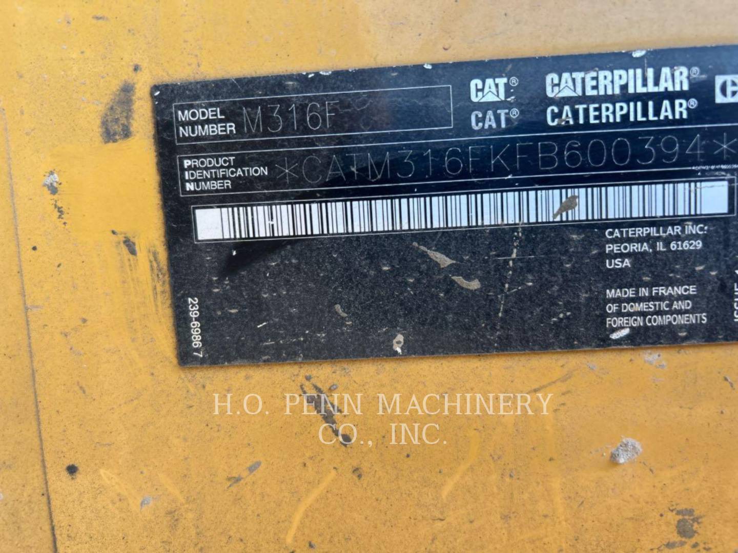 Caterpillar M316F, Wheel Excavator, 10119 hours, S/N: FB600394, 2018 - Image 6