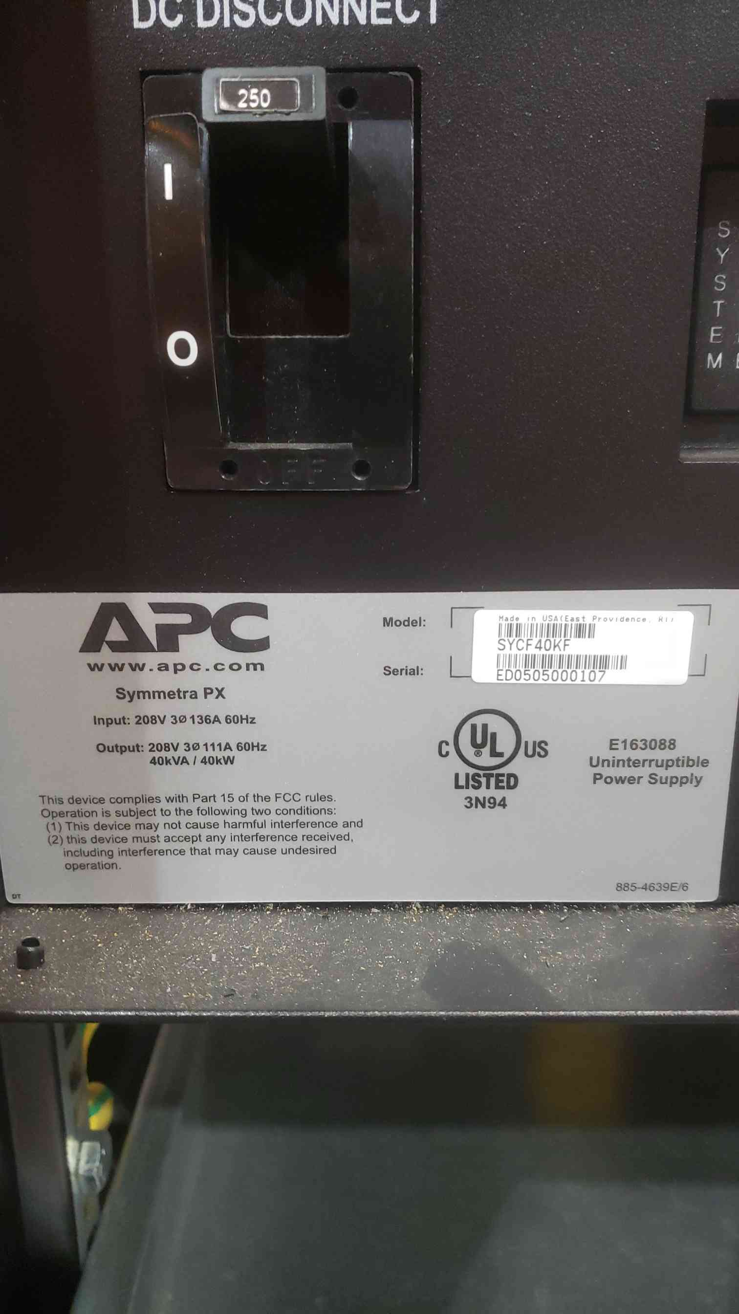 40.0 KVA APC Symmetra-PX, uninterruptible power supplies Empty Frame, 208 Volts, 3PH, 40 KW - Image 8