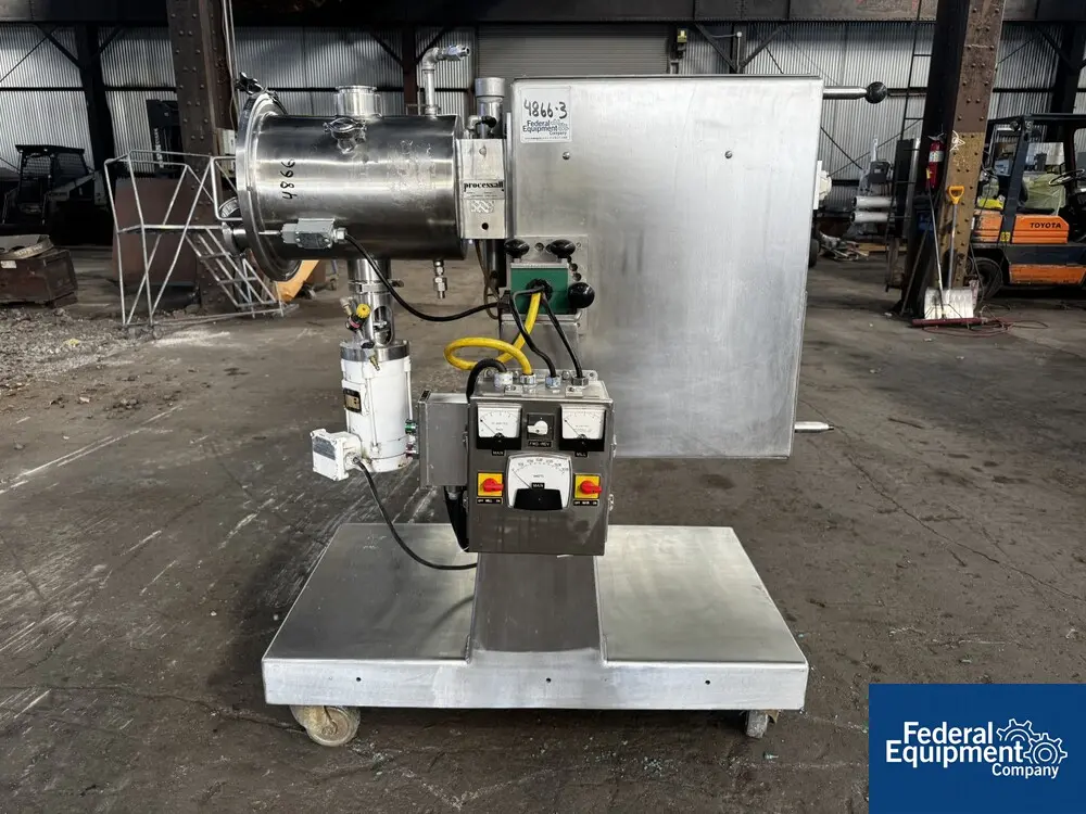 Processall #20HV, Plow Mixer, Stainless Steel, .7 cu.ft., 20L, 1 HP, cantilever plows, jacketed chamber - Image 1