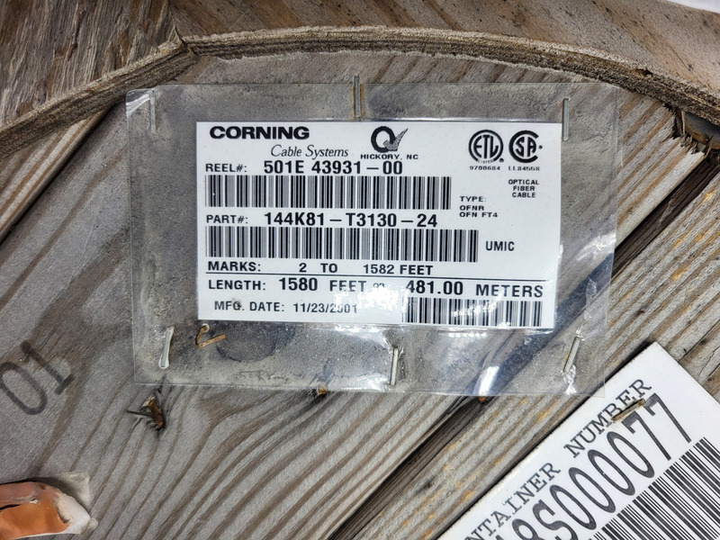 Optical fiber cable, Corning 144K81-T3130-24, 1580;, 62.5/125 micron, new surplus, 2001 - Image 2