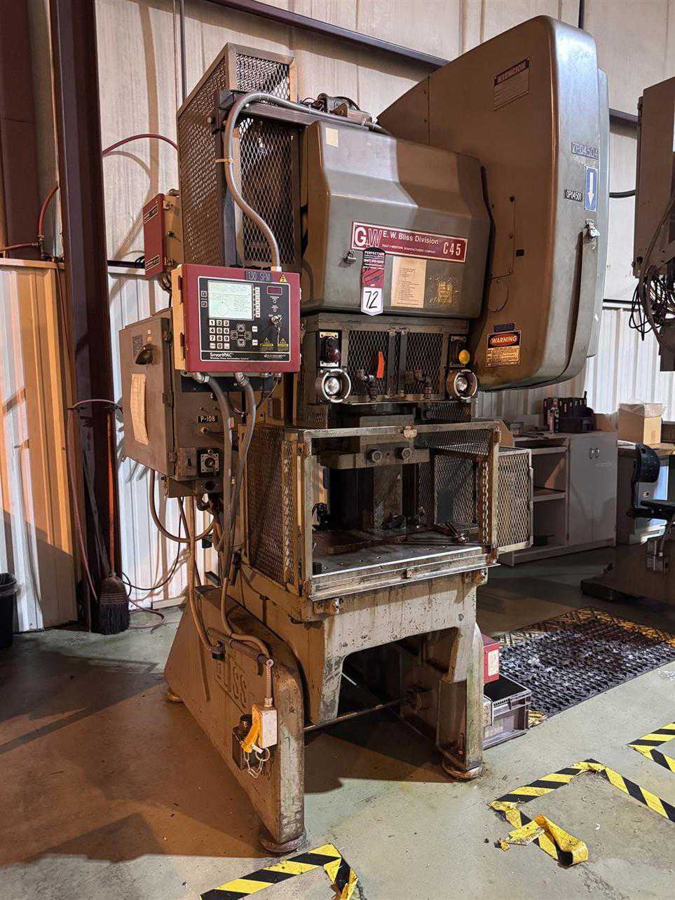 45 Ton, Bliss #C-45, OBI flywheel press, 3" stroke, 12-1/4" Shut Height, 10" throat, air clutch & brake, 120 - Image 1