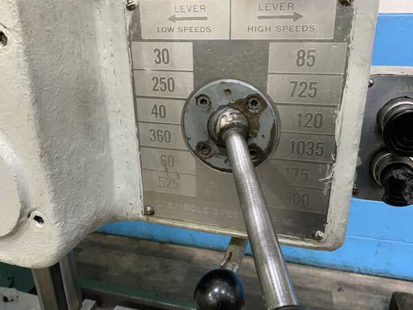 4' -11" American, radial arm drill, 57" x 35" base, power elevation, 5 HP - Image 8