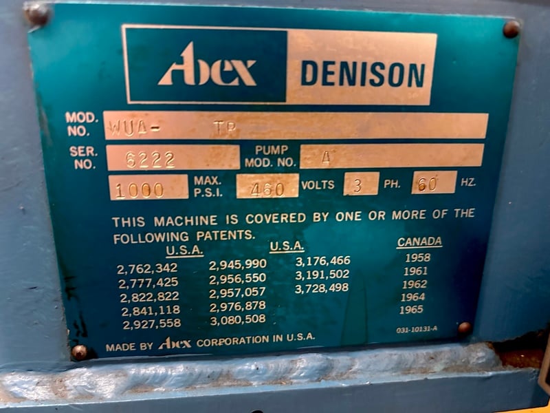 1 Ton, Multipress #WUA-1TR, Gap Frame Hydraulic Press, 3" stroke, 7" daylight, 1" ram, 5" throat, 10" x 8.5" - Image 8