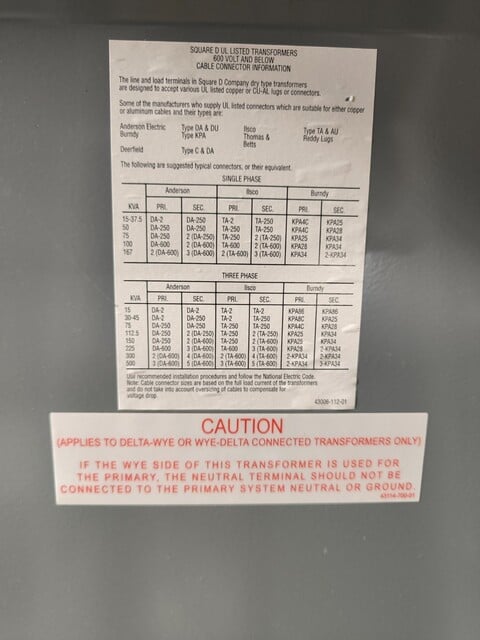 50 kVA, 240/480 Primary, 120/24 Secondary Square D EE50S3H, Transformer, 1 PH - Image 6