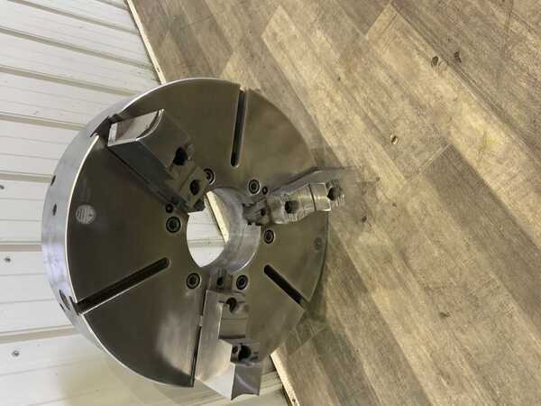 23.6" Pratt Burnerd, 3-jaw manual chuck, 6-3/4" thru hole, removable top jaws - Image 5