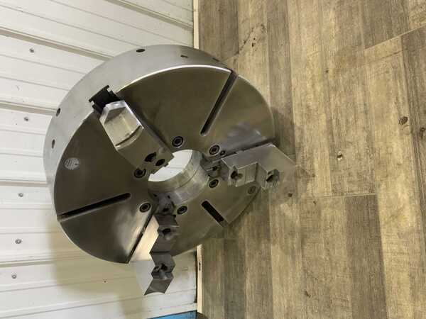 23.6" Pratt Burnerd, 3-jaw manual chuck, 6-3/4" thru hole, removable top jaws - Image 6