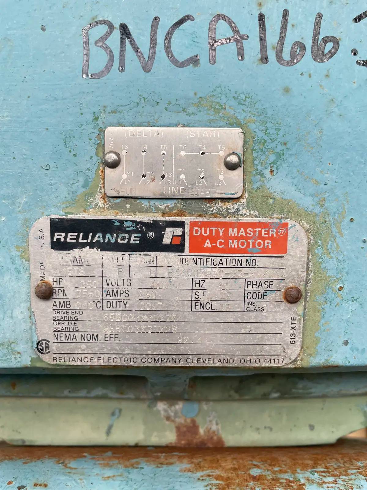 250 HP 3550 RPM Reliance Electric, A-C Motor, Frame 445TS, 460 Volts - Image 8