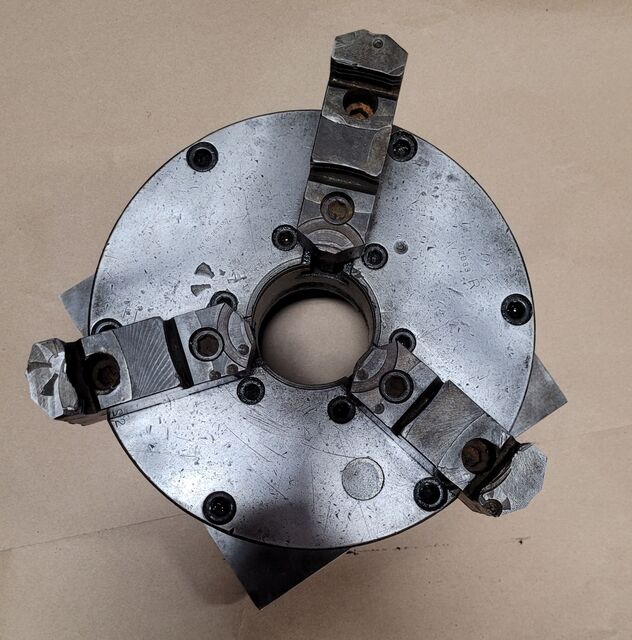 8" Buck #2083R, 3-jaw chuck, 1" center hole - Image 1