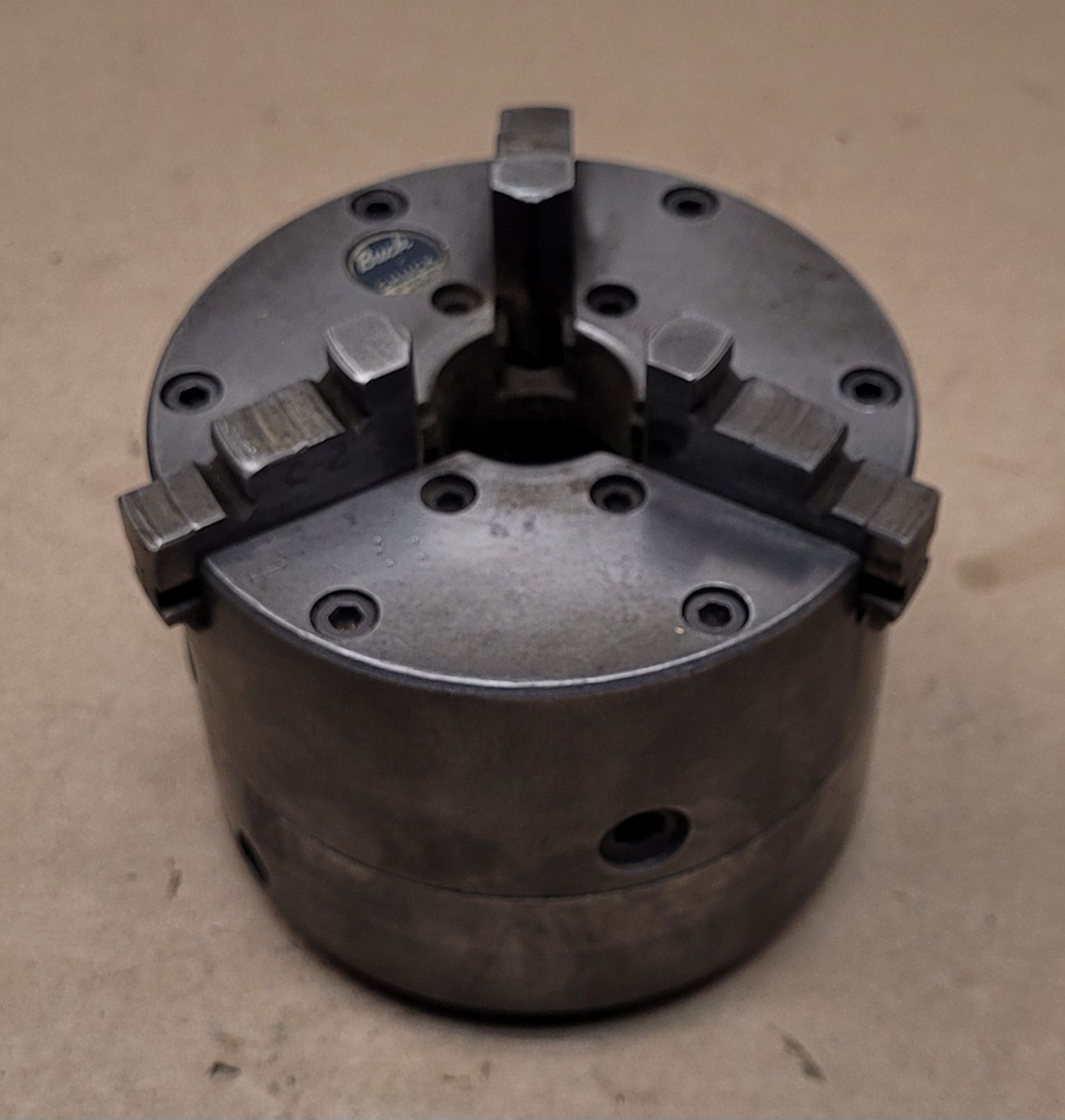 4" Buck #1434, 3-jaw chuck, 1" center hole - Image 3