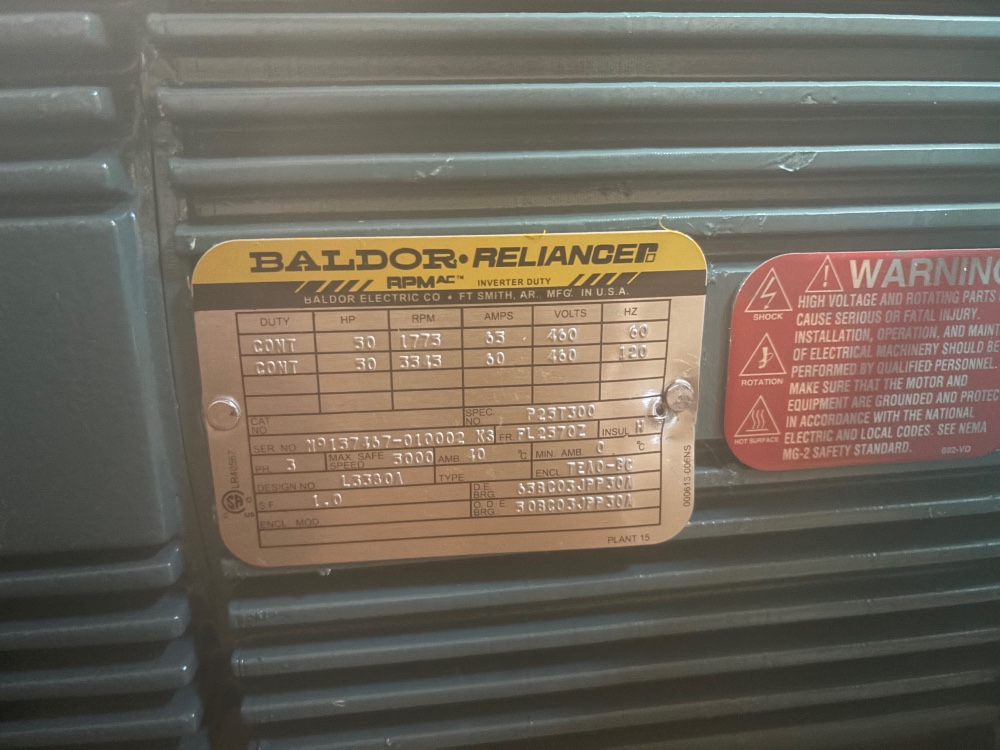 50 HP 1773/3545 RPM Baldor, Frame FL2570, TEAO-BC, 1.0 service factor, 460 V, new (2 available) - Image 2