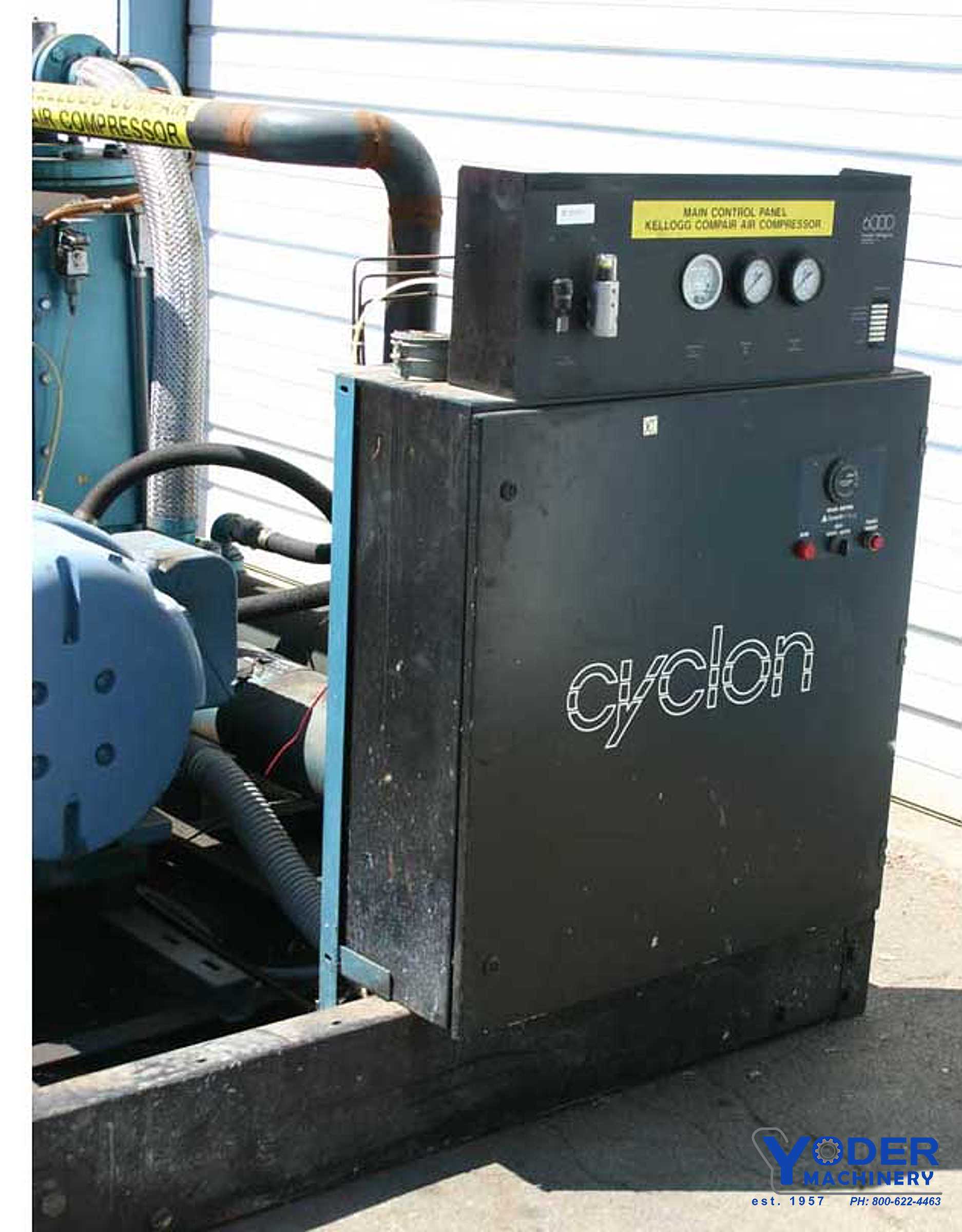 1000 cfm, 110 psi, Kellogg #6250CWL, rotary screw air compressor, 250 HP, water cooled, 1995 - Image 2
