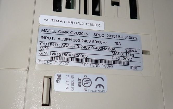 Yaskawa, CIMR-G7U2015, AC Drive, 3 Phase, 25 kVA, 200-240 V Input, 0-240 V Output - Image 8
