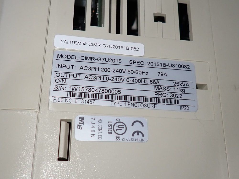Yaskawa, CIMR-G7U2015, AC Drive, 3 Phase, 25 kVA, 200-240 V Input, 0-240 V Output - Image 9