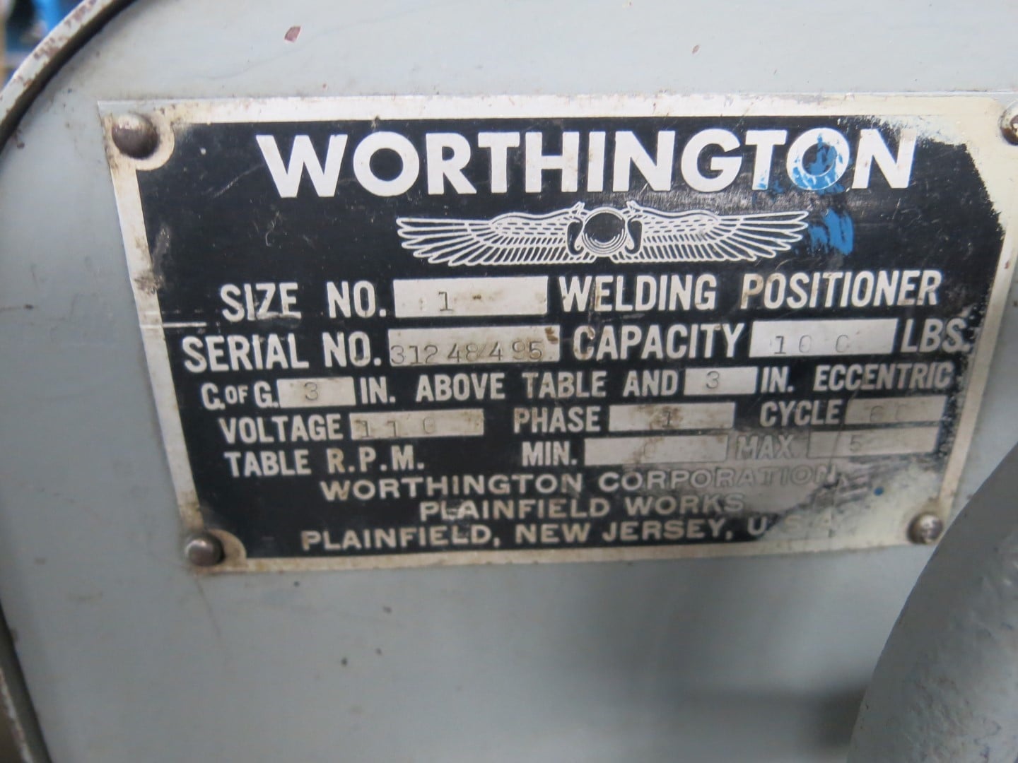 100 lb. Worthington #1, Welding Positioner, 110 V. - Image 7