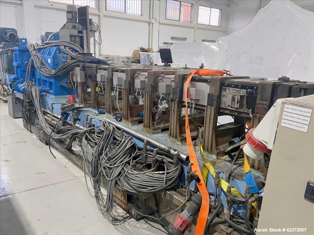 3.5" Theysohn #TSK-090, twin screw co-rotating compounding line, 36:1 L/D, 300 RPM, 1,102 lb/hr, underwater - Image 1