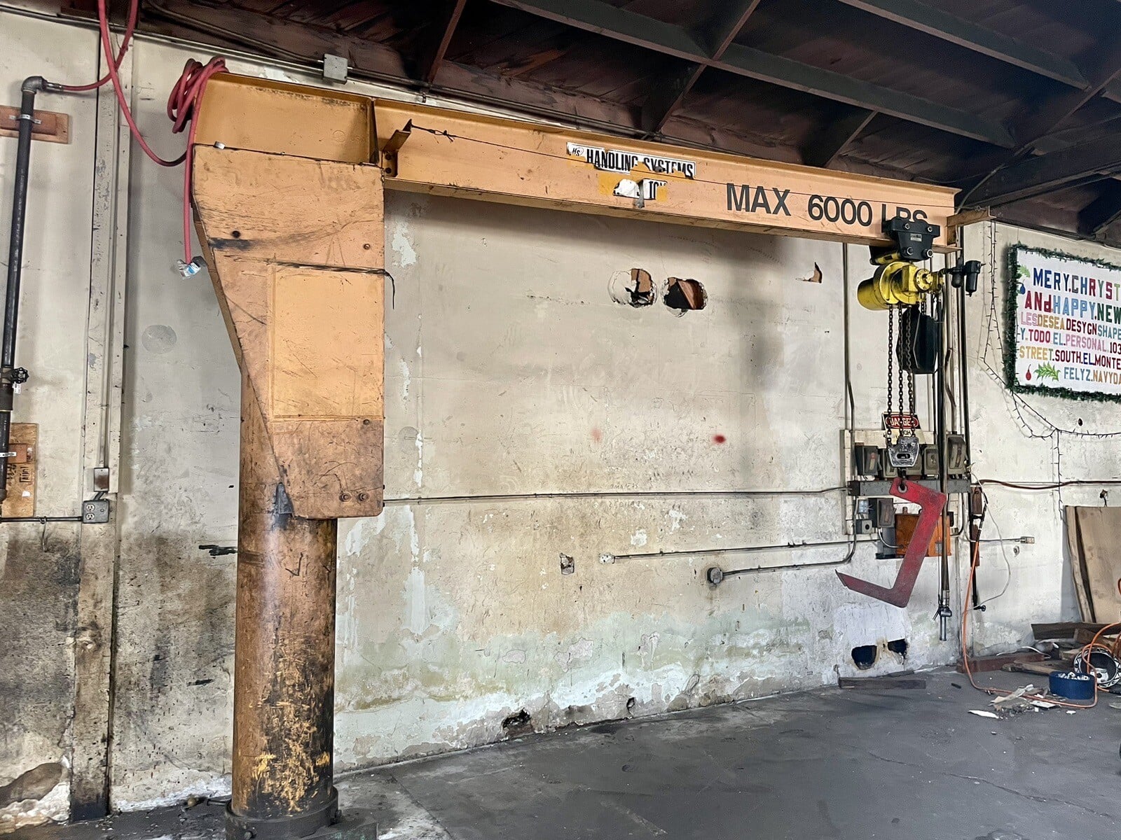 3 Ton, HS Jib Crane, w/ pneu Yale Hoist, Span 13', 135" slide - Image 2