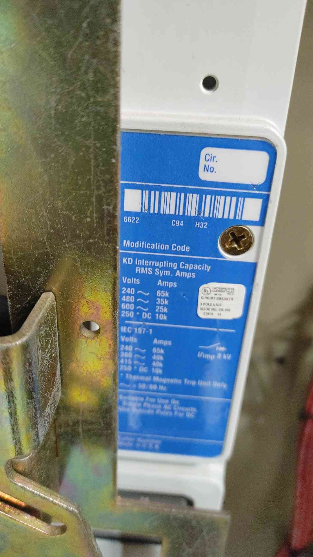 400 Amp. Trane #CVSF0199, Motor Control, 460 Volts, 3PH, KD35K 250A Breaker, 3 120A CH Contactors (3 - Image 10
