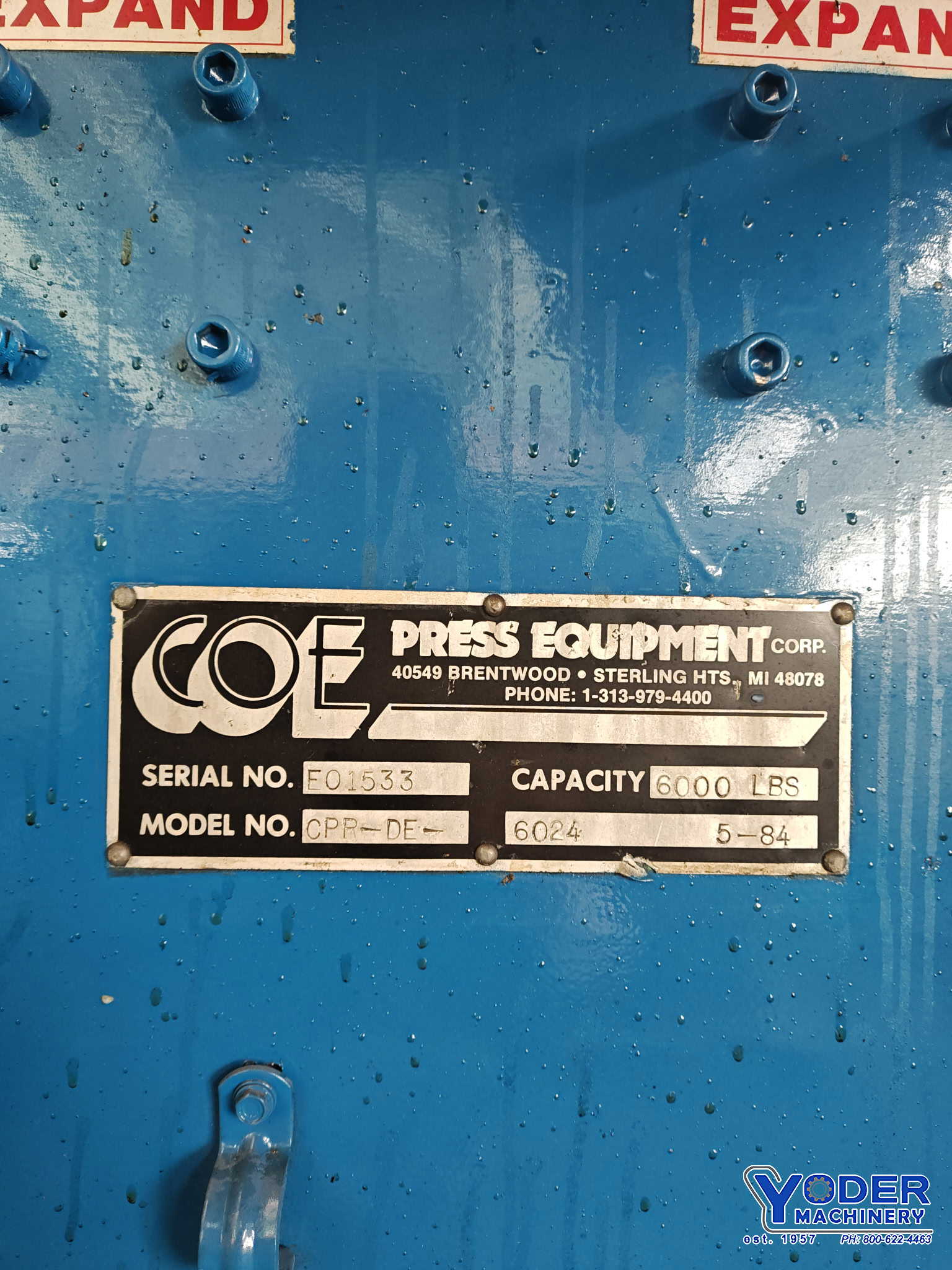 6000 lb. Coe Press Equipment #CPR-DE-6024, double end coil reel, 24" width, 1984 - Image 4