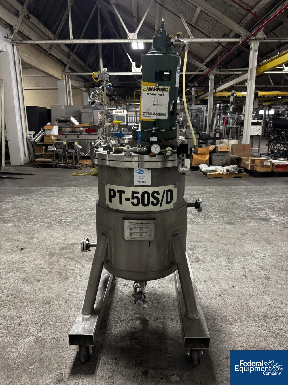 50 gallon Steel Pro Reactor, 316L Stainless Steel, 24" diameter x 30" straight side, flat top, disth bottom - Image 4