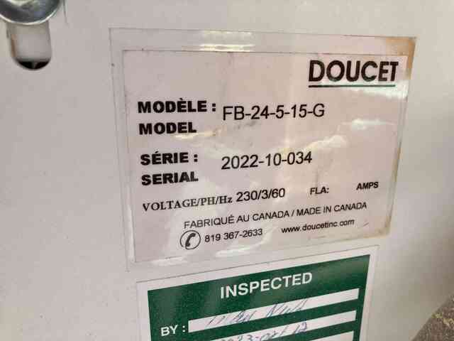 24" wide, Doucet #FB-24-5-15-G, Return Conveyor, 230 V., 3ph, 2022 - Image 2