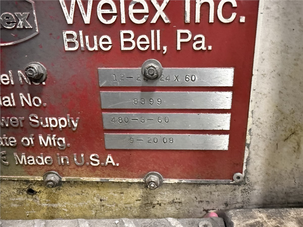 60" Welex, Sheet Stacker, 12" Top Roll, 24" Middle & Bottom Roll, 10 HP, 12' Cooling Conveyor, 2008 - Image 6