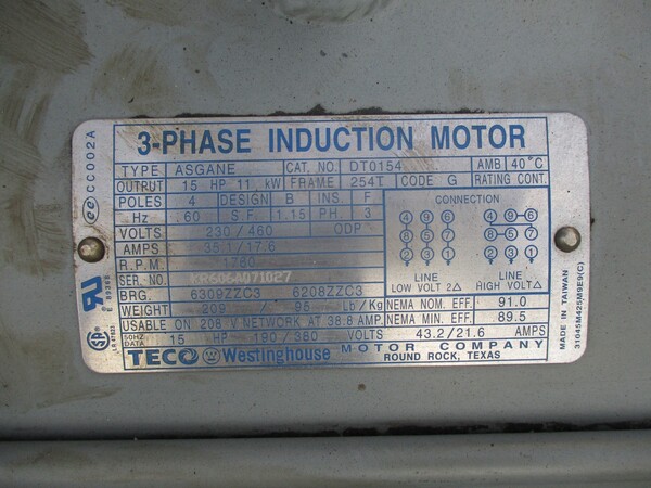15 HP Hycomp #2AN10C-B21-ALMV9-20/15D, Boost Compressor, Nitrogen/Air/Gas Pressure Booster, 1760 RPM - Image 6