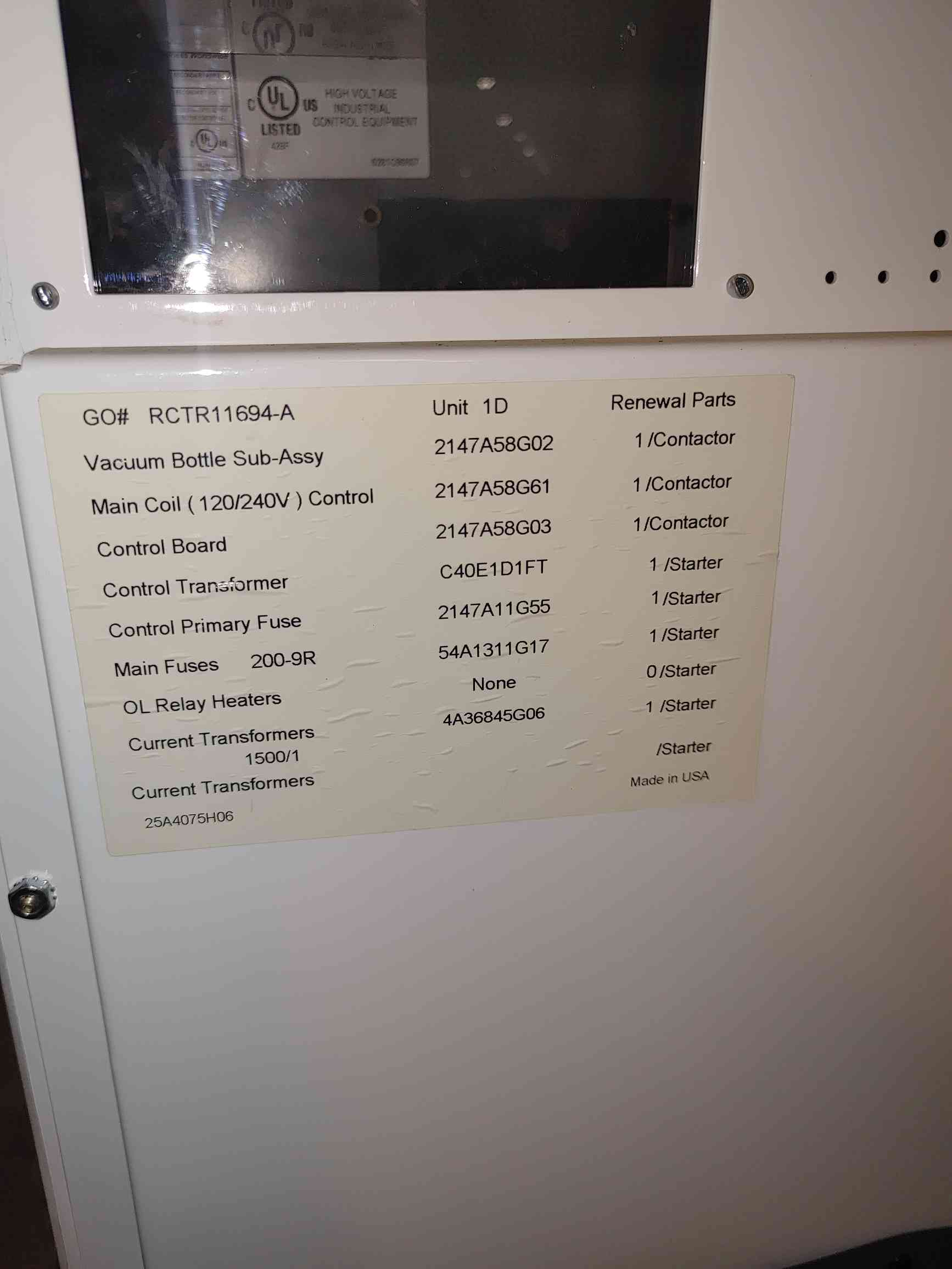 Eaton #AmpGard, medium voltage motor cont, NEMA 1, 7200/4160 Volts, 50 KA, CVST (2 available), 2017 - Image 4