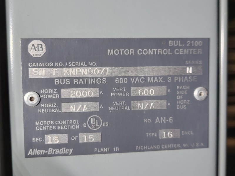 Allen-Bradley, Bul.2100, Motor Control Center, 600 Volts, 3PH - Image 2