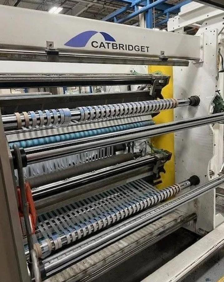 Catbridge #344-MC-18, 55" wide duplex turret slitter rewinder with core loading, shaftless floor pick-up, 2018 - Image 1