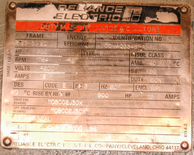 900 HP 1800 RPM Reliance, Frame 5012Z, weather protected enclosure type 1, BB, 2300/4000 Volts - Image 4