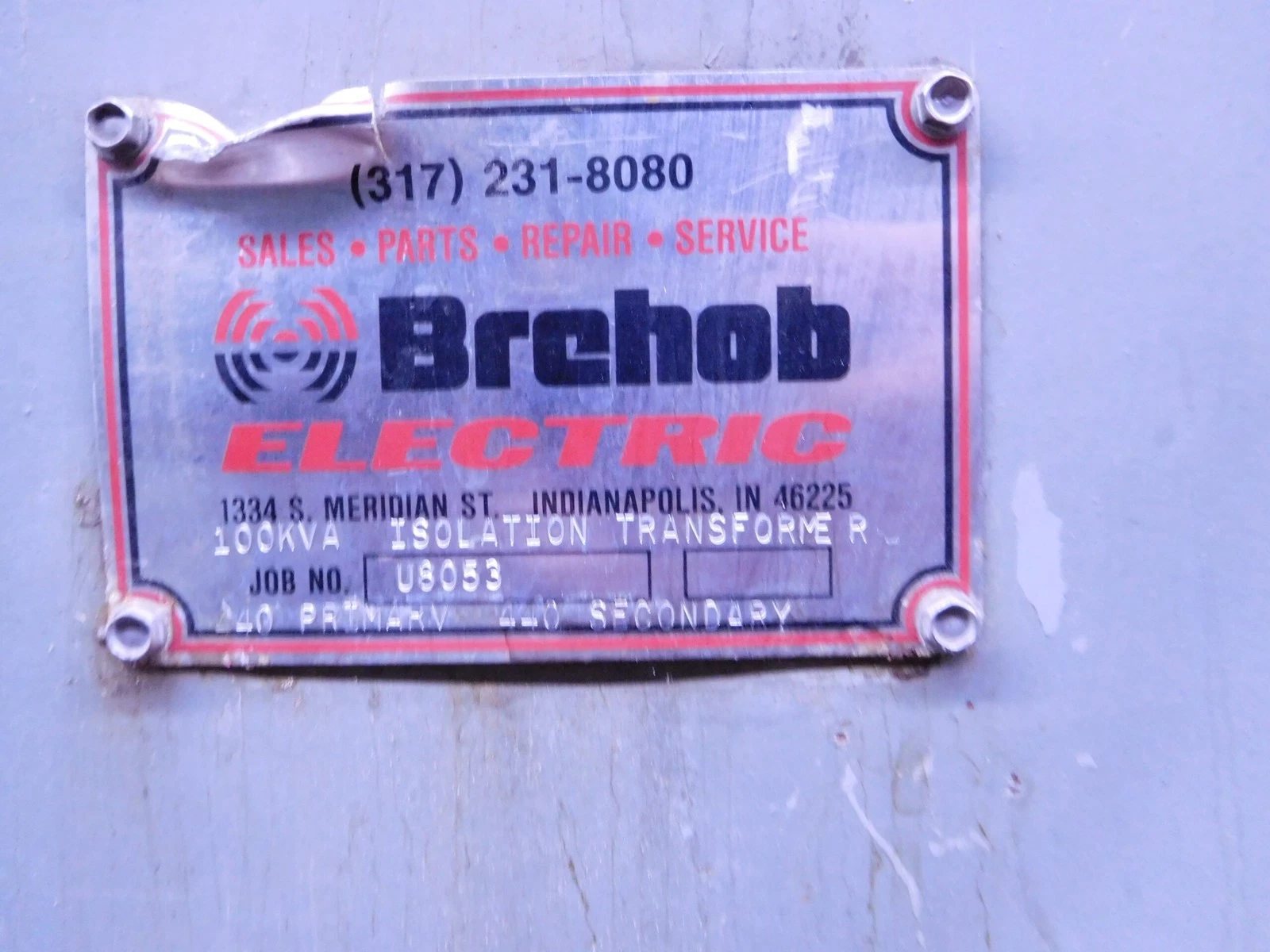 100 KVA 440 Primary, 440 Secondary, Brehob U8053, isolation transformer - Image 2