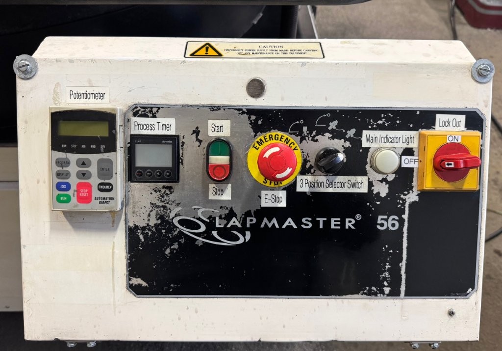 56" Lapmaster, open face, 4 rings (20-3/4" ID), variable speed, water cooled, cycle timer, slurry pump units - Image 2