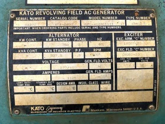 750 KW Cummins/Kato, Diesel Generator Set, 1800 RPM, 277/480 Volts - Image 10