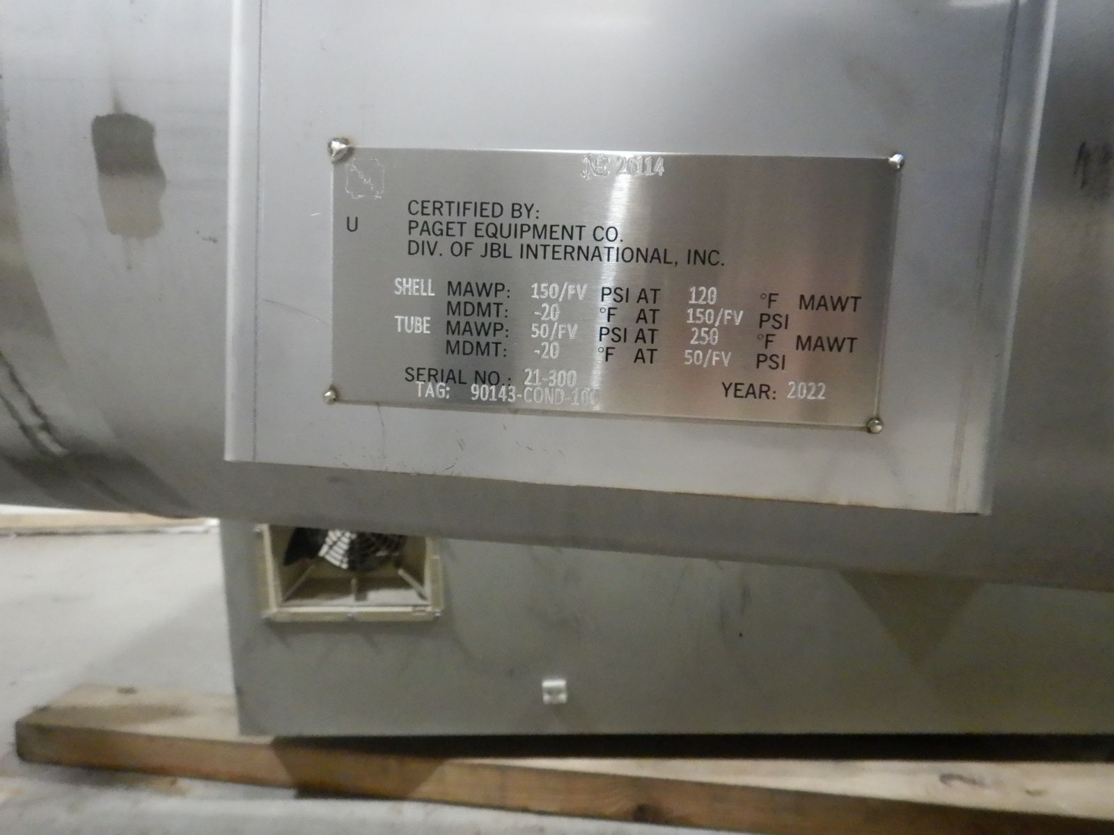 564 sq.ft., 150/FV psi shell, 50/FV psi tube, Paget, 316L Stainless Steel shell-tube heat exchanger, 2022 - Image 7