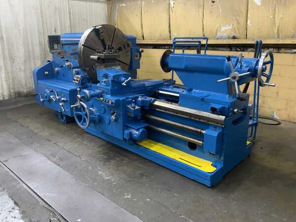 40" x 50" Ryazan #3, gap bed engine lathe, 4-jaw 39" chuck, 2-Axis Newall C80 digital read out, 20 HP, 1990 - Image 1
