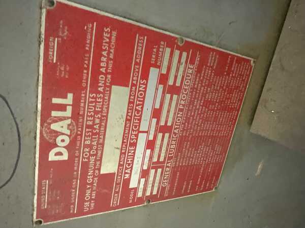 36" x 13" DoAll #3613-1, vertical saw, 26" x 26" table area, blade welder with grinder, 2 HP - Image 5